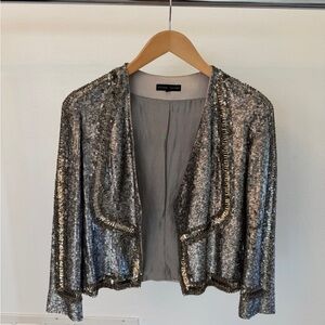Elegant Silver Sequin Women's Blazer